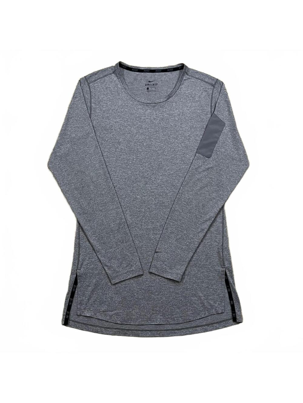 Nike Mens Dri-fit Utility Fitted Long Sleeve Training Shirt Gray Size Small
